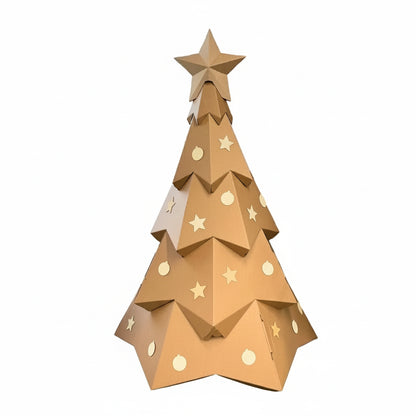 Cardboard Christmas tree with stick on colour in decorations: stars and baubles