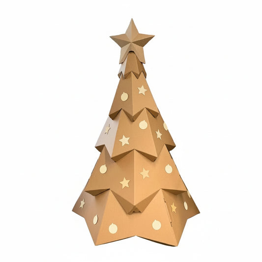 Cardboard Christmas tree with stick on colour in decorations: stars and baubles