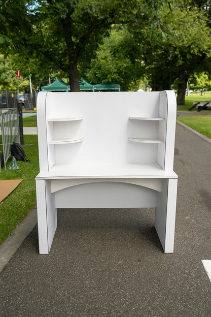 Cardboard Vanity with Mirror and Shelving