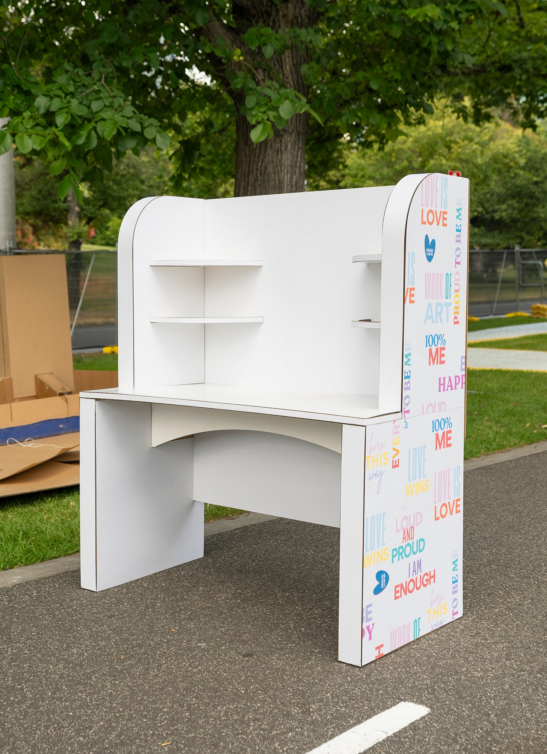 Cardboard Vanity Station for Events