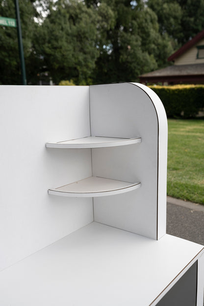 Cardboard Vanity with Mirror and Shelving