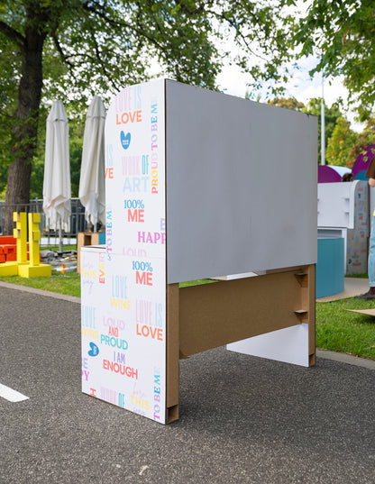 Cardboard Vanity with Mirror and Shelving